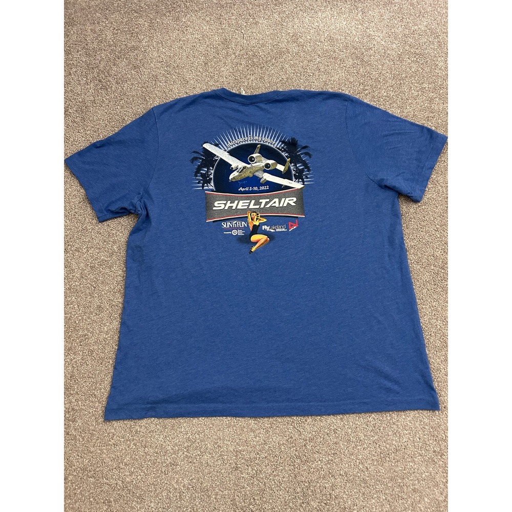 Americana Sheltair Graphic Shirt Women 3XL Blue Excellent A-10 Warthog Plane